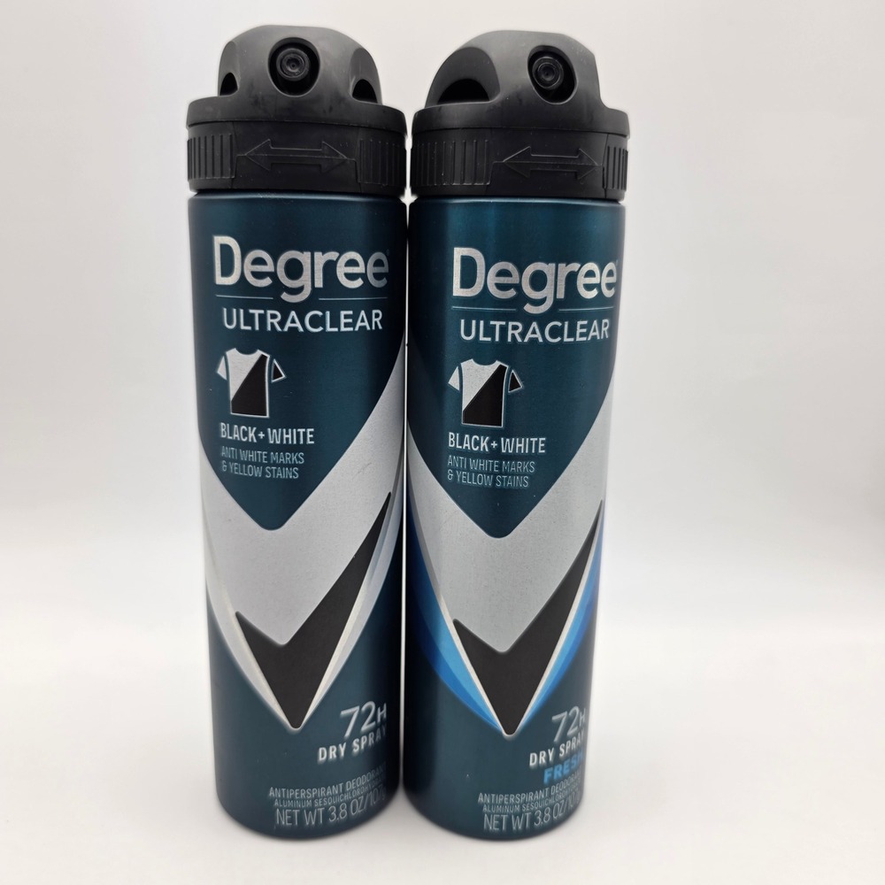 2 Pack Degree UltraClear Black+White Fresh 72H Antiperspirant Dry Spray 3.8oz